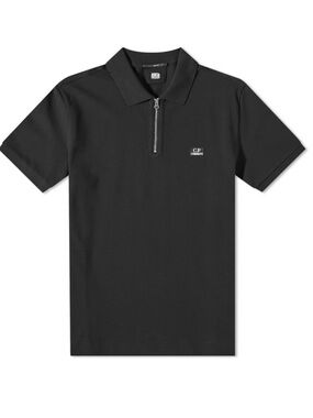 C.P. Company Black Short-Sleeve Zip-Neck Polo